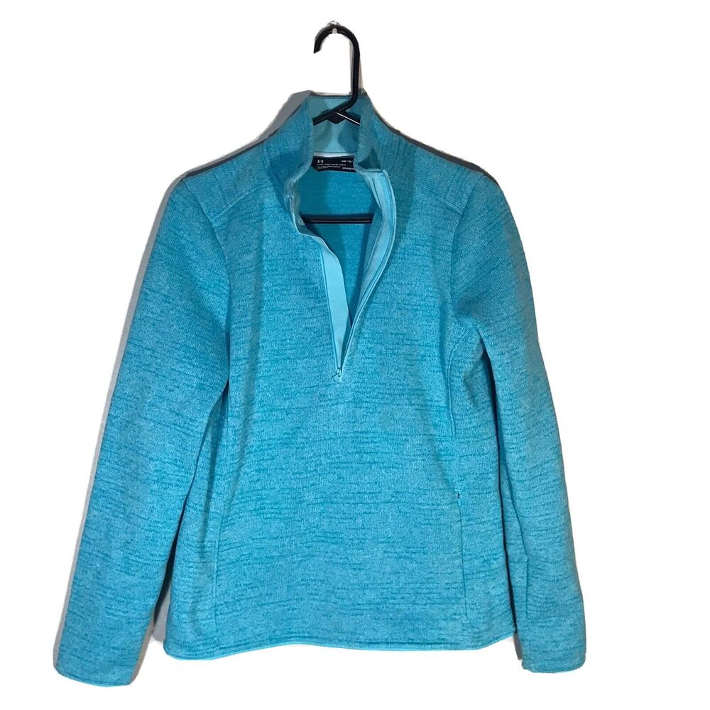 Under Armour Polartec Women's ½ Zip-Up Pullover, size M Light Blue Warm Pockets